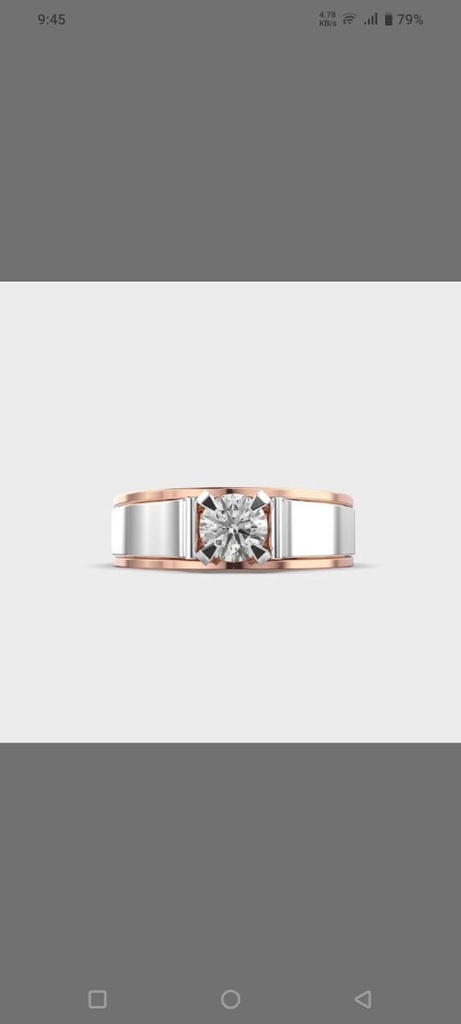 Solitaire diamond ring in rose gold and white gold 